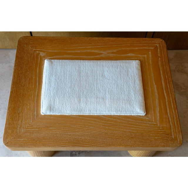 Karl Springer Dowelwood Ottoman With Upholstered Cushion, Circa 1970s For Sale - Image 9 of 12