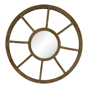 Organic Modern Round Rustic Reclaimed Wood Wall Mirror
