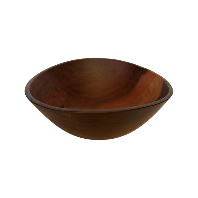 Modern Modern Hand-Turned Cherry Wood Bowl Signed by O. Lufton For Sale - Image 3 of 15