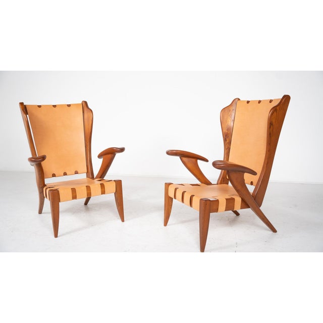 Set of Mid-Century Highback Armchairs attributed to Guglielmo Pecorini, Italy, 1930s For Sale - Image 3 of 6
