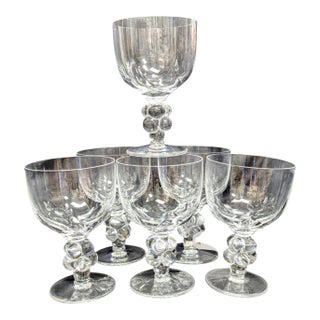 1960s Lalique Clos Vougeot Wine Glasses - Set of 6 For Sale