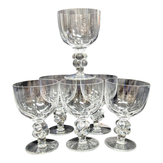 1960s Lalique Clos Vougeot Wine Glasses - Set of 6 For Sale