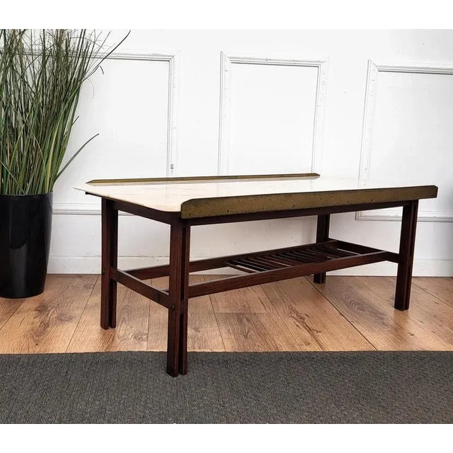 Metal Mid-Century Modern Italian Marble Brass and Wood Cocktail Coffee Table by Milo Baughman, 1960s For Sale - Image 7 of 9