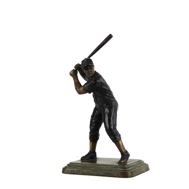 Figurative Pasargad DC Solid Cast Verdigris Baseball Figure For Sale - Image 3 of 8