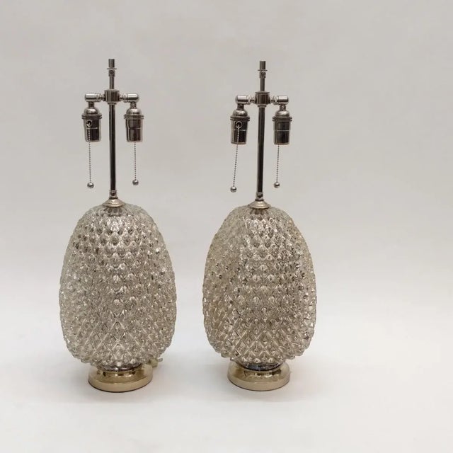 Mid-Century Modern Textured Mercury Glass Lamps - A Pair For Sale - Image 3 of 8