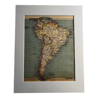 1930 German Map of South America Matted Print For Sale