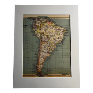 1930 German Map of South America Matted Print