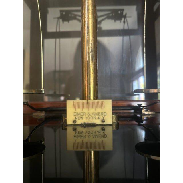 American Antique Eimer & Amend Analytical Balance in Mahogany and Brass Case — New York,c.1900 For Sale - Image 3 of 6