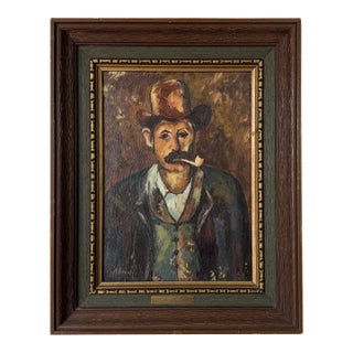 1990’s Vintage “Paul Cézanne” Reproduction Oil Portrait Painting by M. Lafond – Framed For Sale
