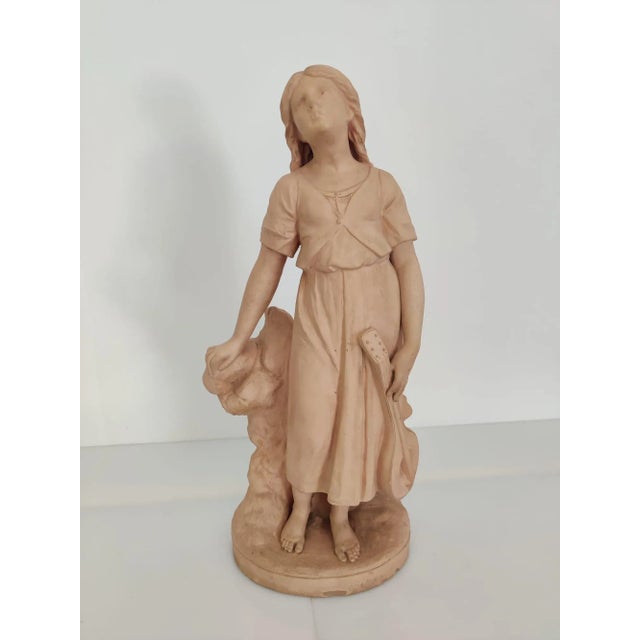 Antique Terracotta Girl with Mandolin Sculpture For Sale - Image 14 of 18