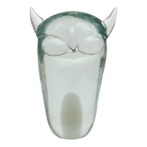Murano Vintage Sommerso Gray Core and Clear Italian Art Glass Owl Bird Sculpture Figure
