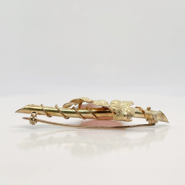 Metal Vintage Edwardian Style 18 Karat Gold Brooch or Pin With a Opal Cabochon For Sale - Image 7 of 10