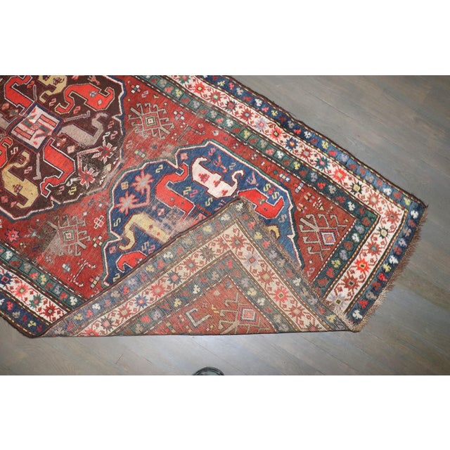 Textile Early 20th Century Distressed Cloudband Karabagh Runner - 3'5" x 12'8" For Sale - Image 7 of 10