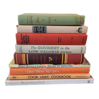 Vintage Warm Colors Cookbook Stack Kitchen Library Book For Sale