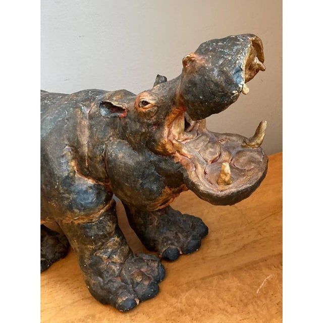 Vintage Boho Slab Built Ceramic Hippo For Sale - Image 10 of 12