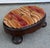 19th Century Antique French Empire Mahogany Oval Footstool W Corzine Silk Velvet Stripe For Sale - Image 5 of 6