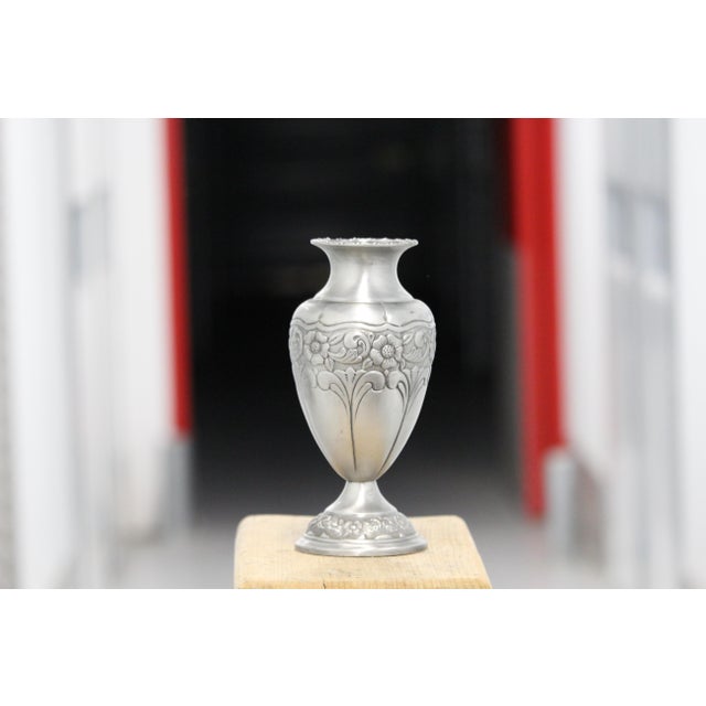 Art Nouveau Ornate Pewter Vase, France, 1920s For Sale - Image 11 of 11