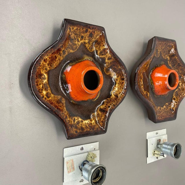 Fat Lava Ceramic Wall Lights from Hustadt Leuchten, Germany, 1970s, Set of 2 For Sale - Image 12 of 18
