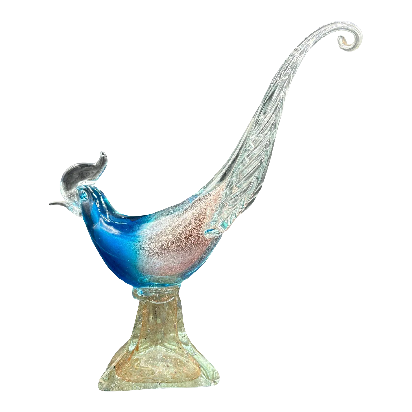 Mide-Century Murano Pheasant Art Glass Sculpture Attributed to