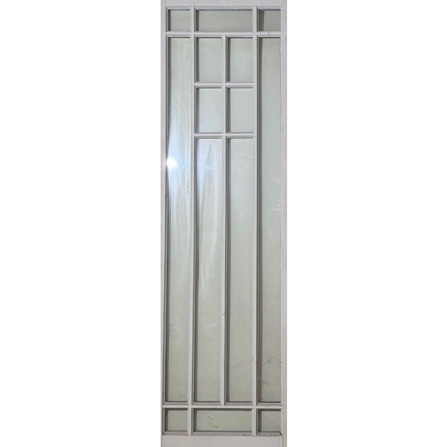 Wood double glazed pocket door. Hangers mounted on top. Circa. 1940's These Salvaged from St. David's Episcopal Sunday...