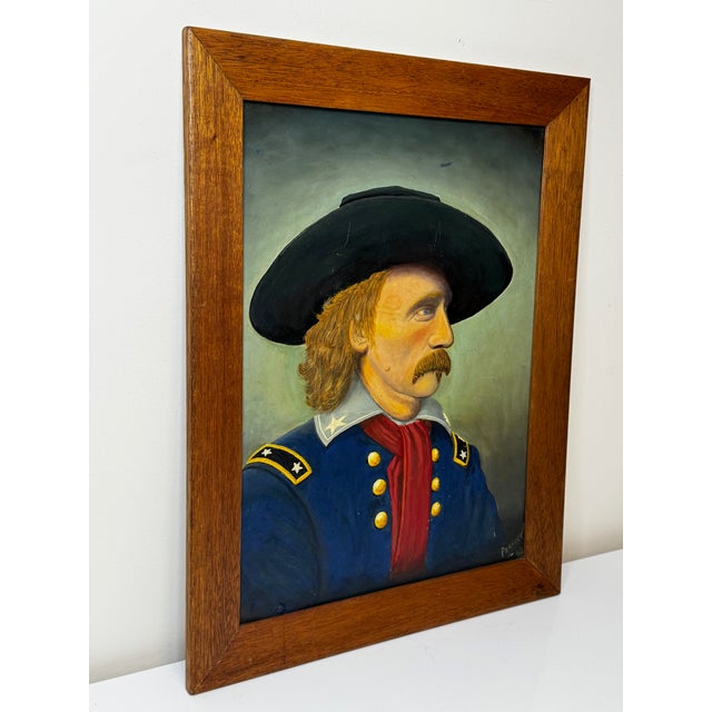American American Oil Painting Civil War Portrait General George Custer 1863 After Benjamin Brady, Framed For Sale - Image 3 of 12