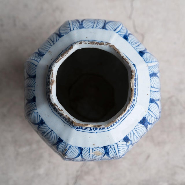 Antique Dutch Delft Vase With Blue and White Chinoiserie Floral Decoration 18th C For Sale - Image 11 of 12