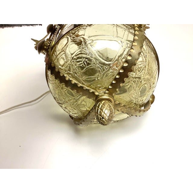1960s Vintage Italian Bronze Lantern With Yellow Gold Murano Glass Globe For Sale - Image 5 of 7
