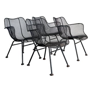 Vintage MCM Russell Woodard “Sculptura” Wrought Iron Dining Chairs - Set of 4 For Sale