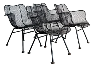 Vintage MCM Russell Woodard “Sculptura” Wrought Iron Dining Chairs - Set of 4