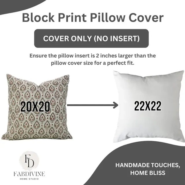 Not Yet Made - Made To Order Fabdivine Handcrafted Block Print Cushion Cover 12x20 Inch Viscose Linen-Pan Patti For Sale - Image 5 of 5