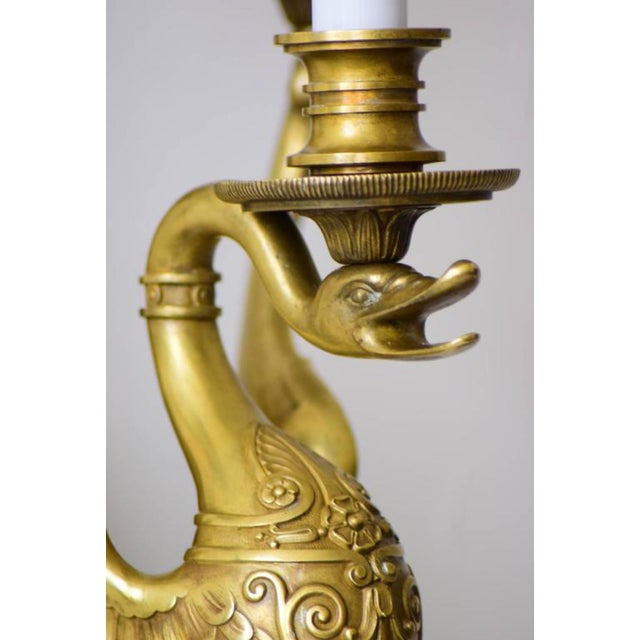 Gold Large Wall Lamp with Swan Figure, 1880s For Sale - Image 8 of 9