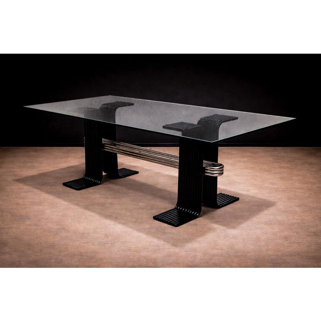 Dining Table in Iron, Chrome, & Glass, Forma, 1970s For Sale - Image 9 of 12