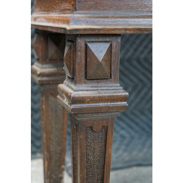 Antique Victorian English Tudor Oak Foyer Hall Entry Piano Bench 48" For Sale - Image 15 of 17