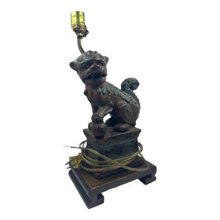 Vintage Frederick Cooper Cast Iron Foo Dog Table Lamp For Sale