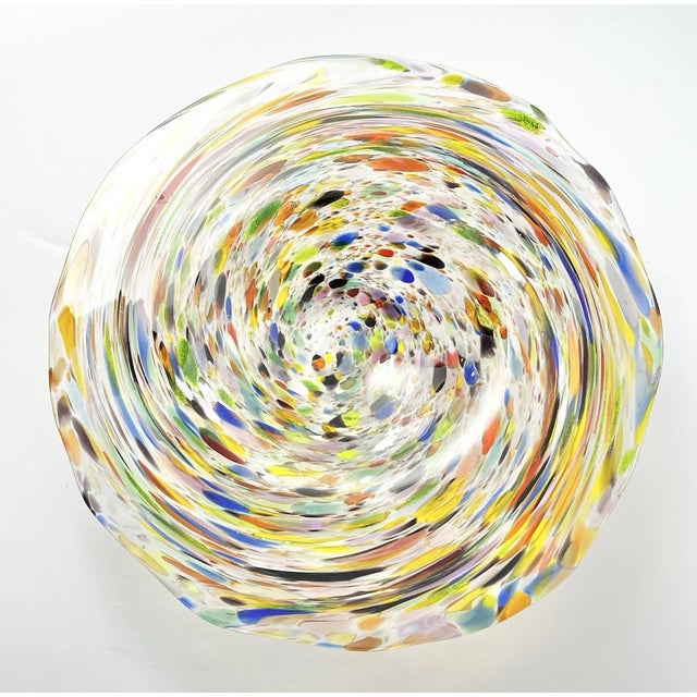 1970s 1970s Murano-Style Colorful Confetti Handblown Italian Swirl Art Glass Decor Bowl For Sale - Image 5 of 11
