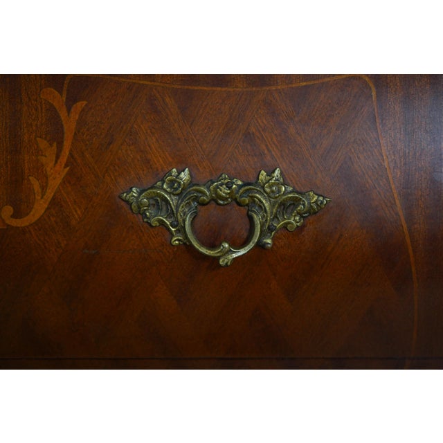 French Style Inlaid Mahogany Bombe Chest Commode For Sale - Image 11 of 17