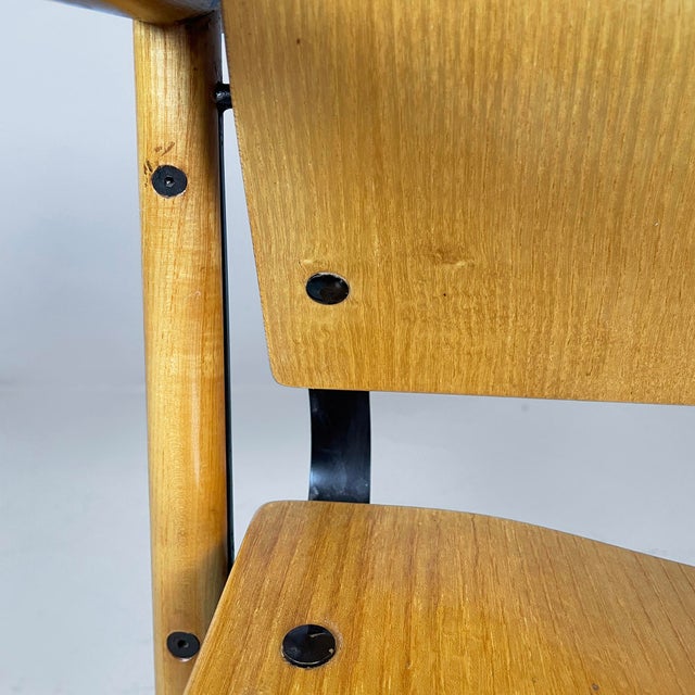 Italian Modern Chairs with Armrests in Wood and Black Metal, 1970s, Set of 2 For Sale - Image 11 of 18