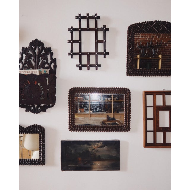 Black Forest Style Pinecone Frame Mirror With Antique Glass For Sale - Image 10 of 10