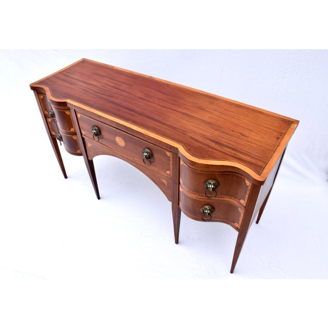 Baker Furniture Company Mahogany Hepplewhite or Sheraton Sideboard With Satinwood Inlay For Sale - Image 4 of 13