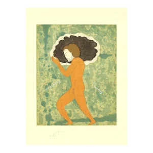 1974 Ernesto Tatafiore 'Ulysses' Contemporary Green Italy Etching