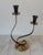 Mid-Century Black Metal and Brass Scrolled Double-Candle Holder For Sale In Milwaukee - Image 6 of 11