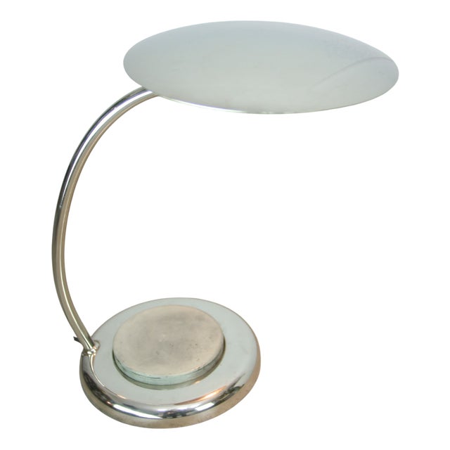 Mid-Century Italian Big Button Table Lamp in Chrome For Sale