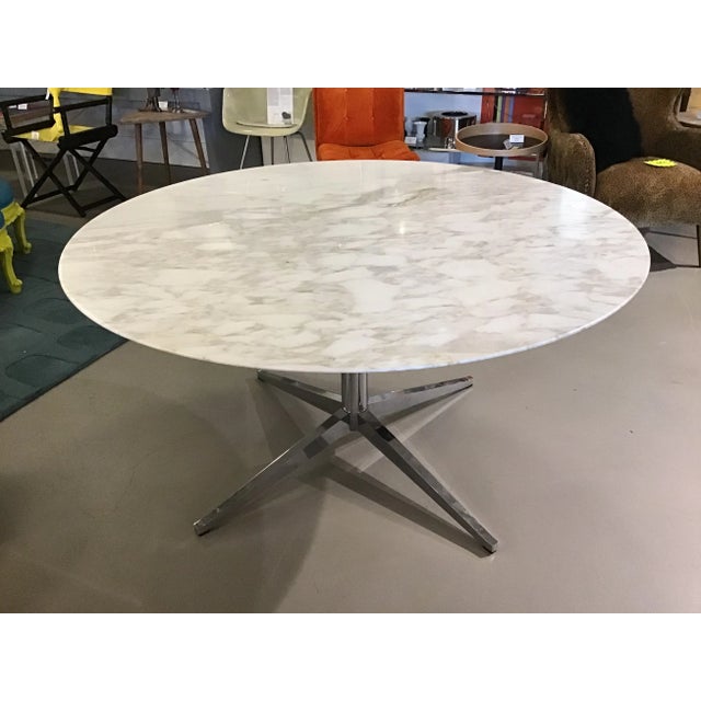 Mid 20th Century Calacatta Marble Top Dining Table Attributed to Florence Knoll For Sale - Image 9 of 13