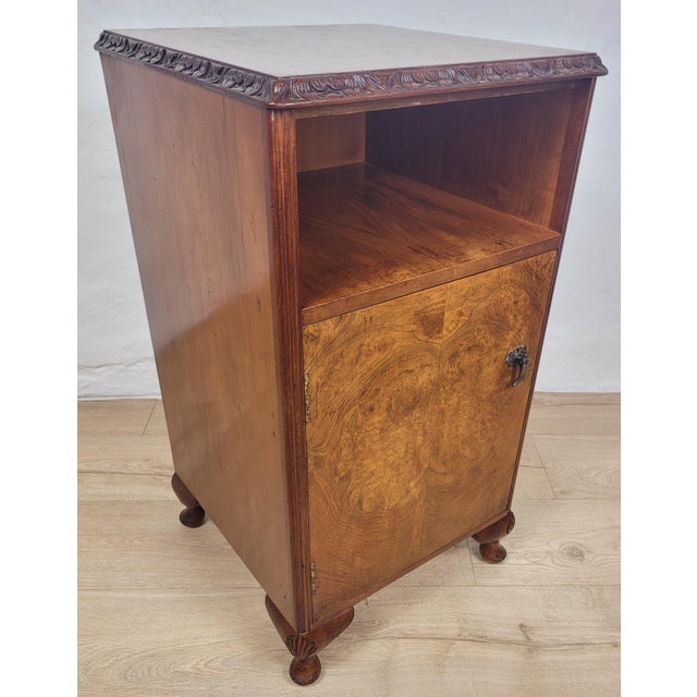 Mid-Century Walnut Bedside Cabinet with Shell Carvings, 1960 For Sale - Image 4 of 18