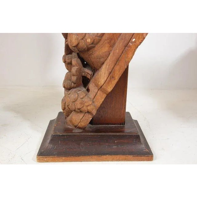 Pair of Antique Indian Carved Wood Architectural Temple Fragments on Stands For Sale - Image 13 of 15