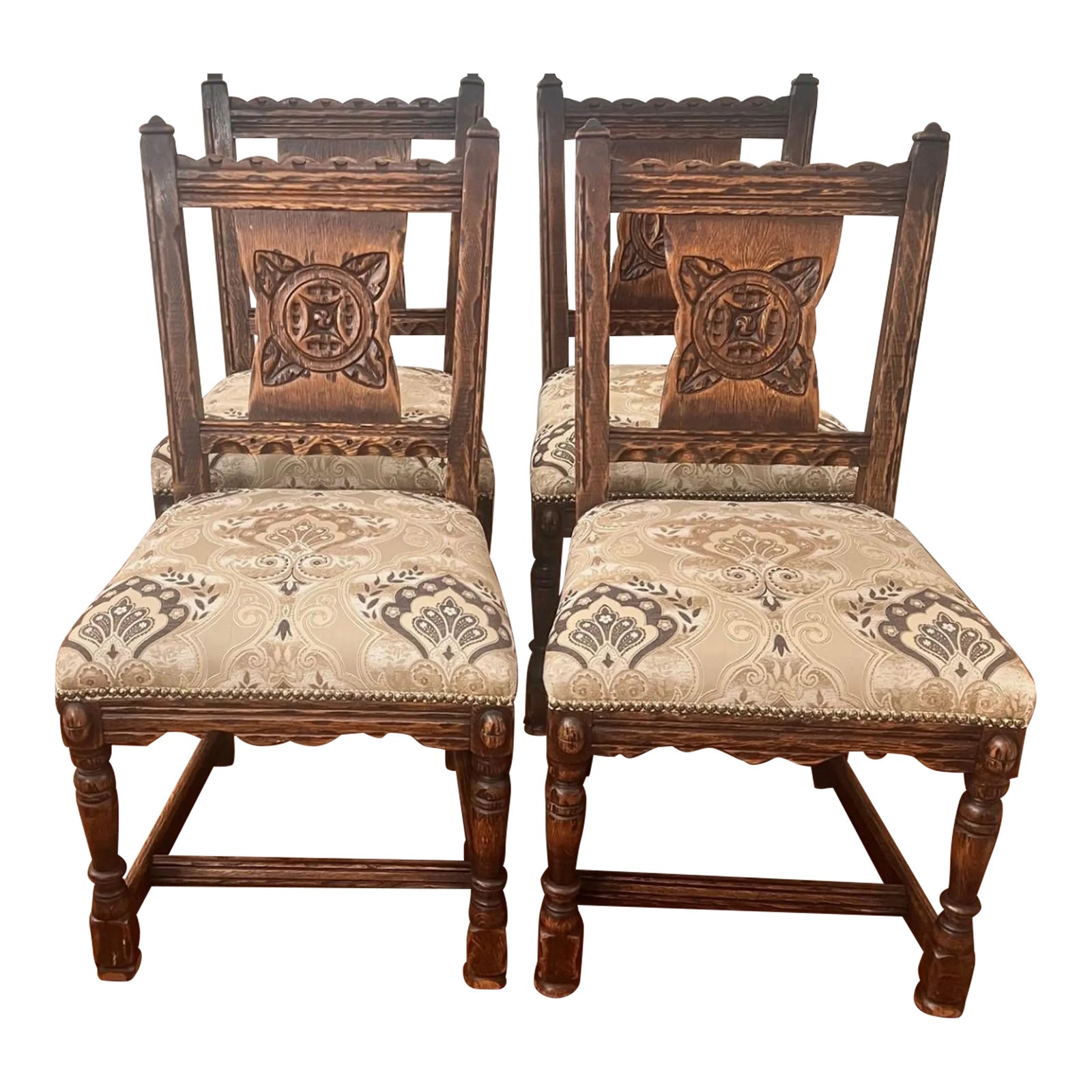 1930s Feudal Oak Chairs by Jamestown Lounge Company Set of 4 Chairish