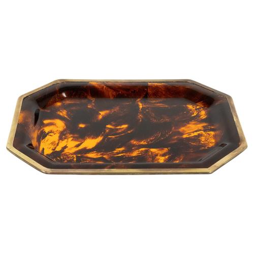 Serving Tray in Faux Tortoiseshell and Brass from Christian Dior, 1970s For Sale - Image 11 of 11