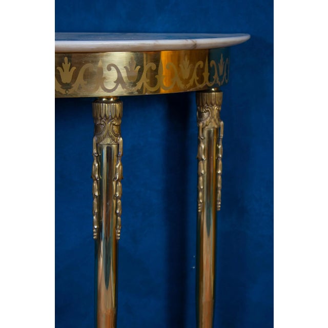 Metal Mid Century Italian Oval Shaped Brass Console Table, 1950 For Sale - Image 7 of 11