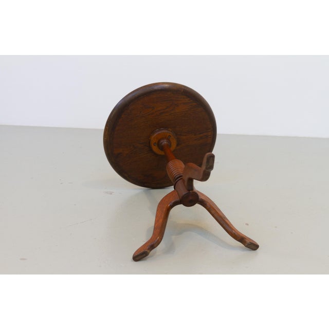 Danish Round Tripod Side Table in Stained Oak by Anton Kildeberg, 1960s For Sale - Image 6 of 18