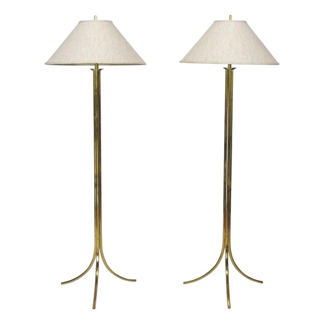 Mid 20th Century Brass Floor Lamps by Lang-Levin (Pair) For Sale